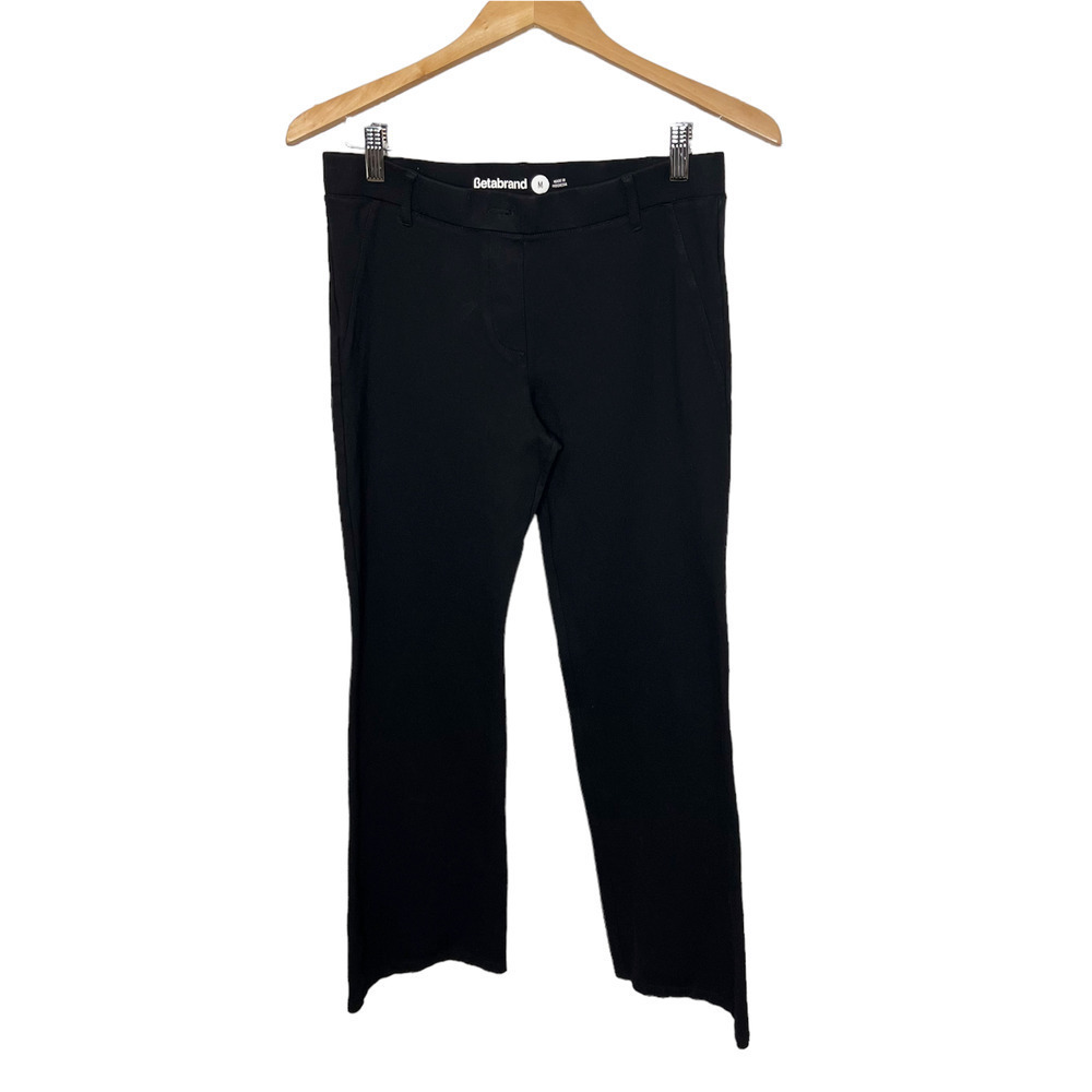 BETABRAND Women's Wide Leg Yoga Work Pant Faux Pockets Black Medium